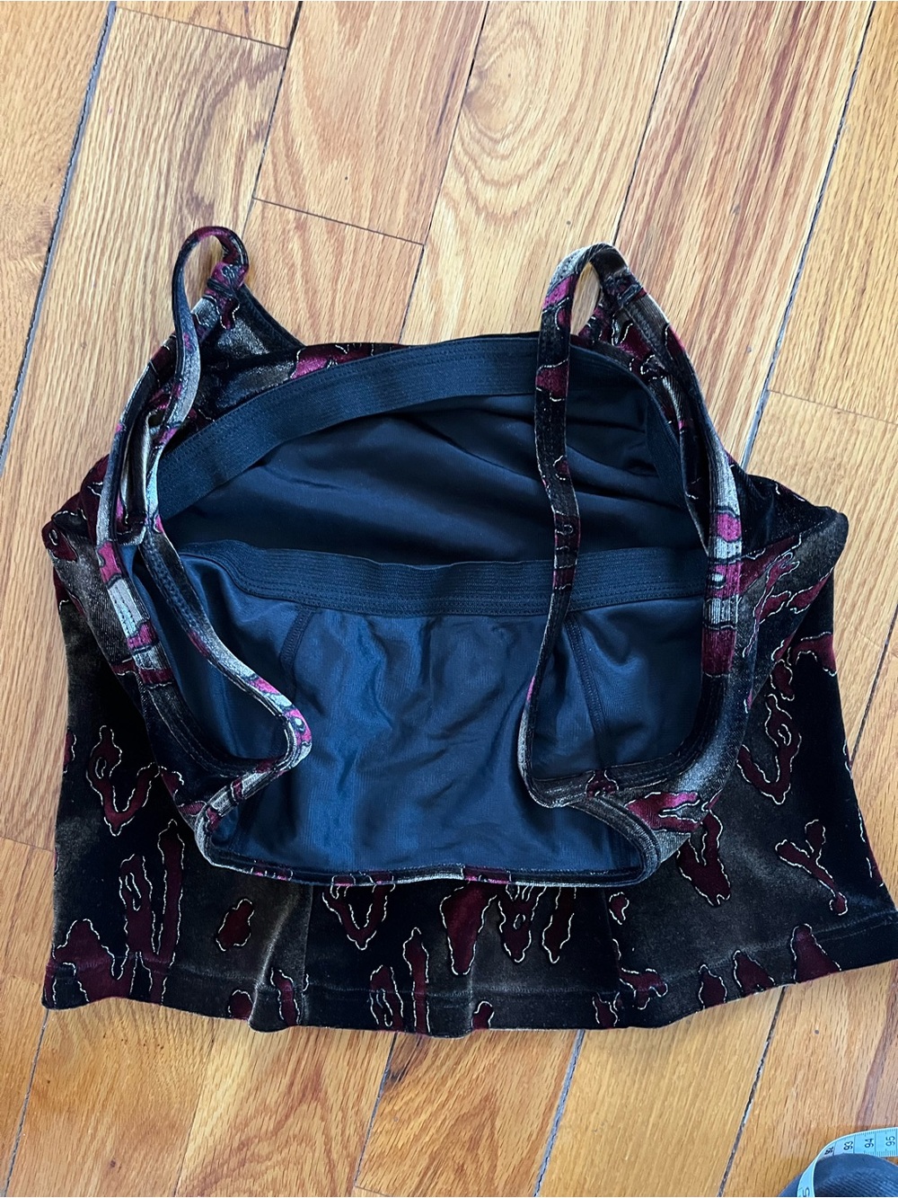 Free with Purchase- Velvet Red and Olive Brown Camisole Tank Top - Picture 5 of 5
